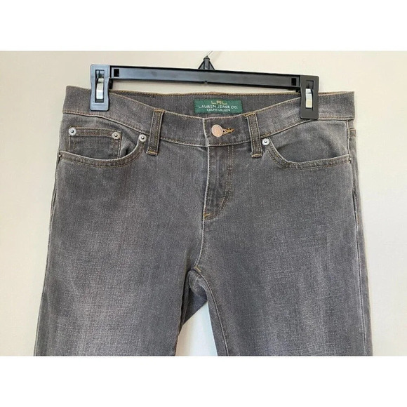 Lauren Ralph Lauren Womens Sz 4 Modern Straight Low Rise Cuffed Denim Gray Jeans - Picture 7 of 16